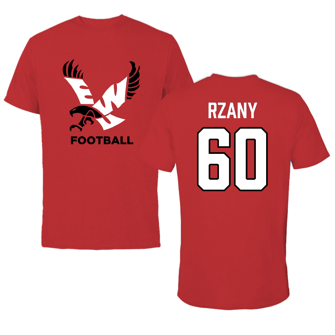 Eastern Washington University Football Red Tee - #60 Gabriel Rzany