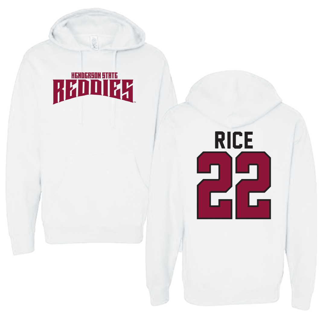 Henderson State University Baseball White Classic Hoodie - #22 Luke Rice