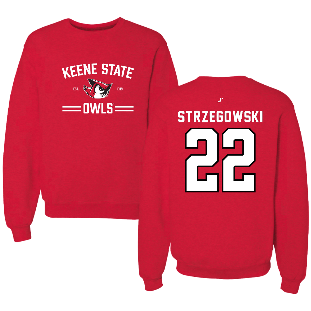 Keene State College Softball Red General Crewneck - #22 Megan Strzegowski