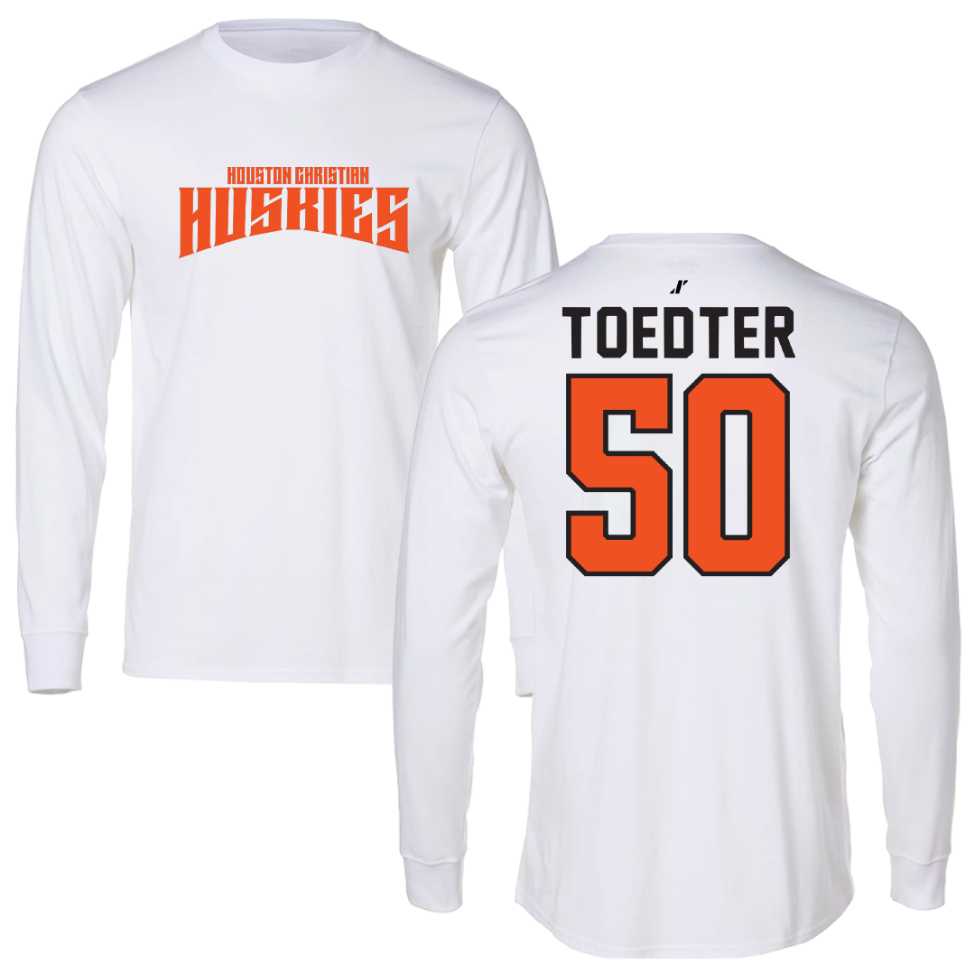 Houston Christian University Baseball White Classic Long Sleeve - #50 Collin Toedter