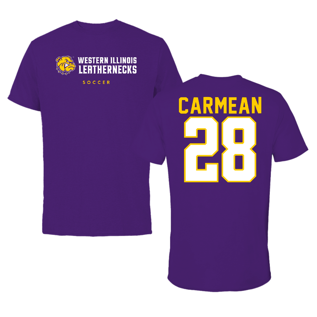 Western Illinois University Soccer Purple Performance Tee - #28 Claire Carmean