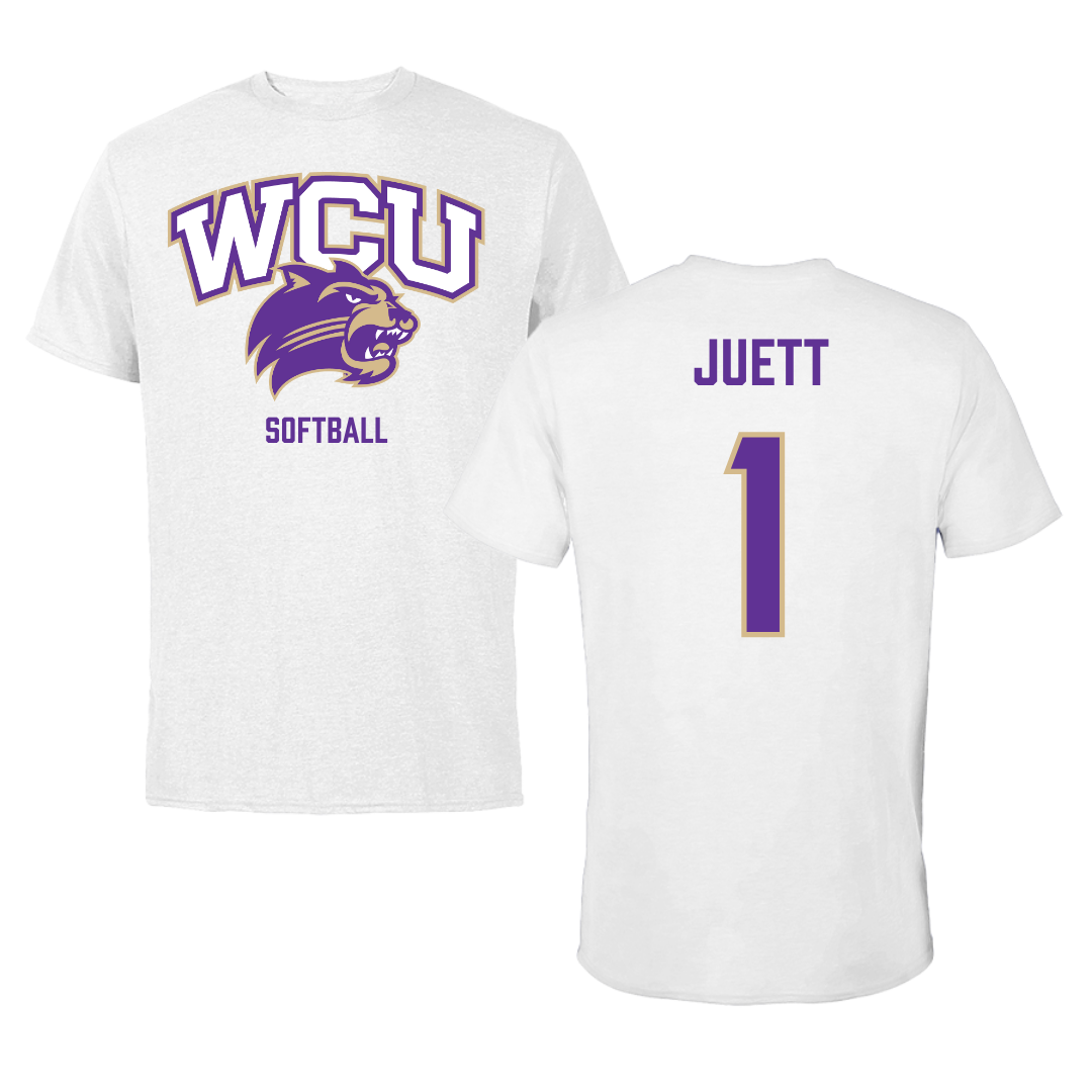 Western Carolina University Softball White Tee - #1 Tessa Juett