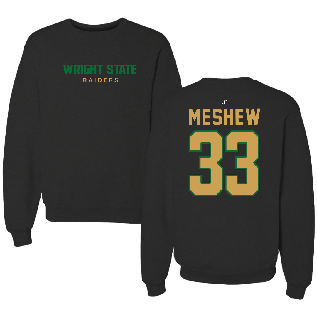 Wright State University Bowling Black Crewneck - #33 Addyson Meshew