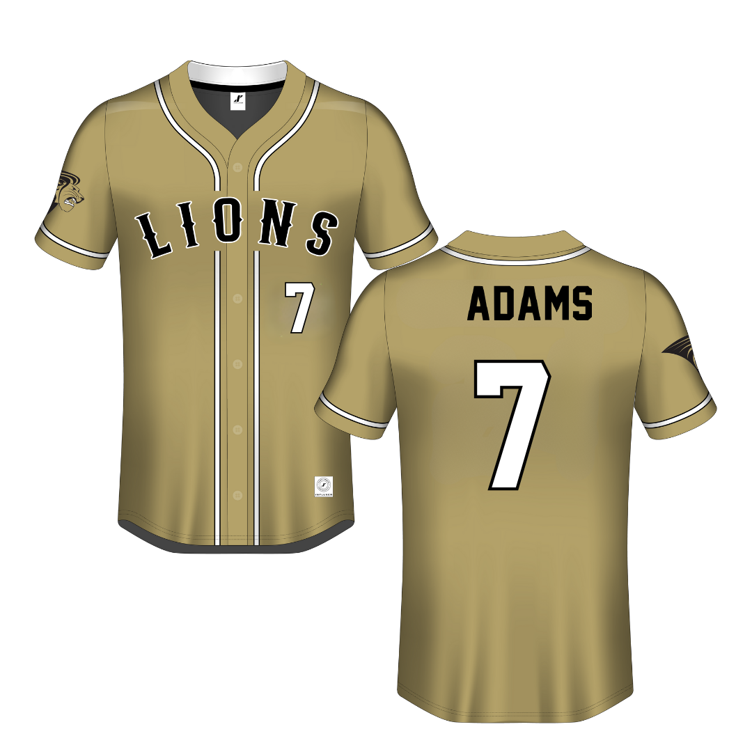 Lindenwood University Gold Button-Down Jersey - #7 Madison Adams