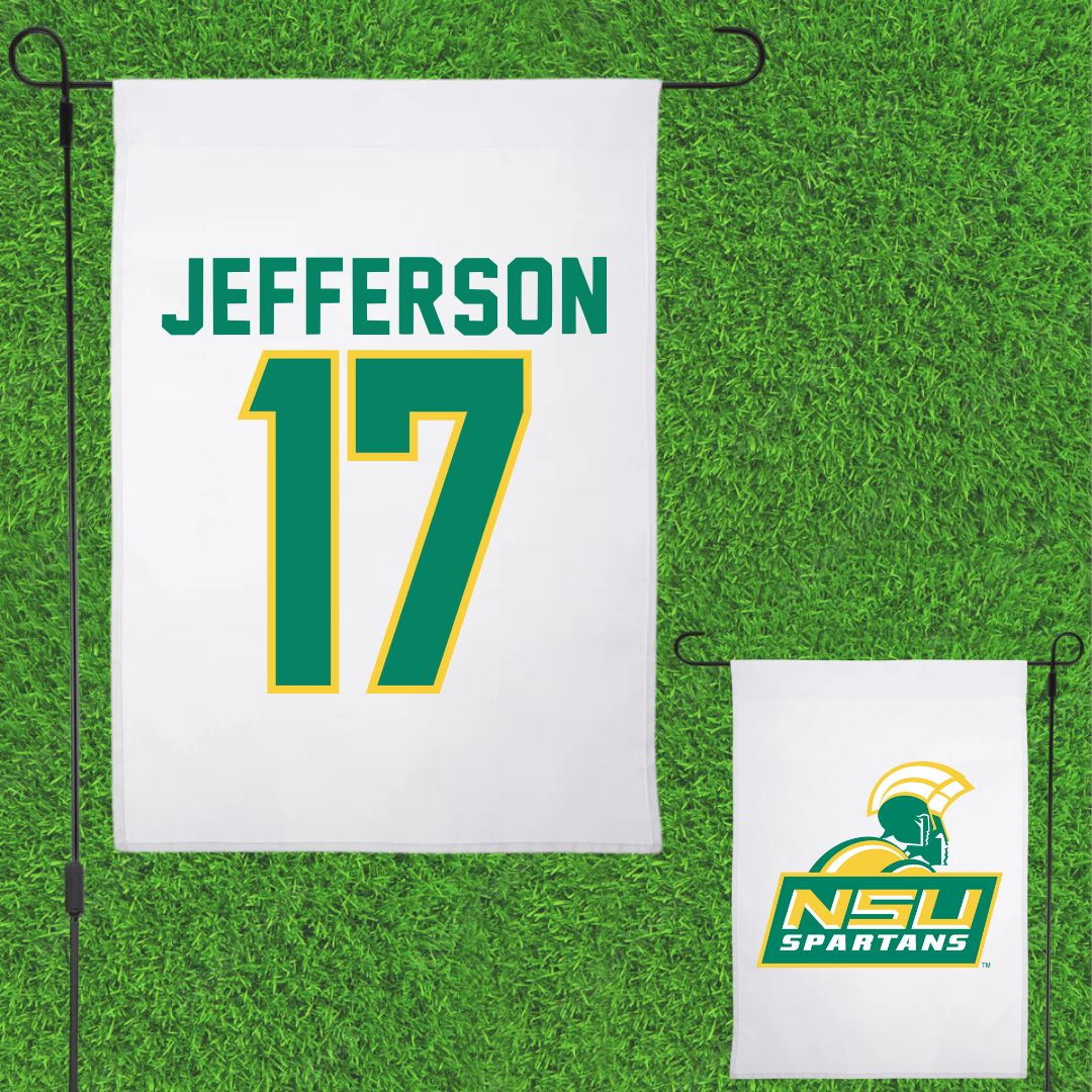 Norfolk State University Baseball White Garden Flag - #17 Emmett Jefferson