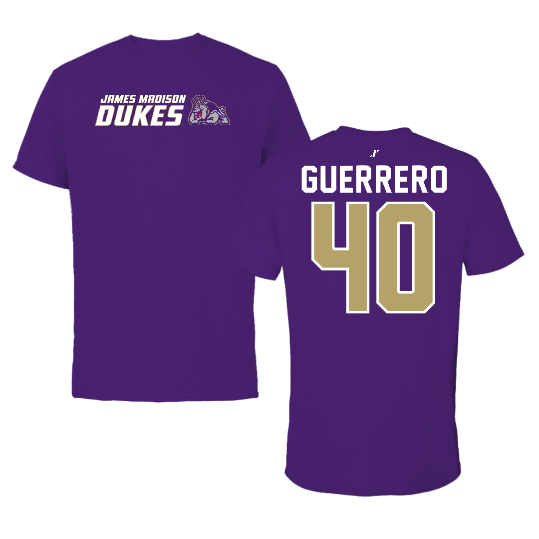 James Madison University Baseball Purple General Tee - #40 Jack Guerrero