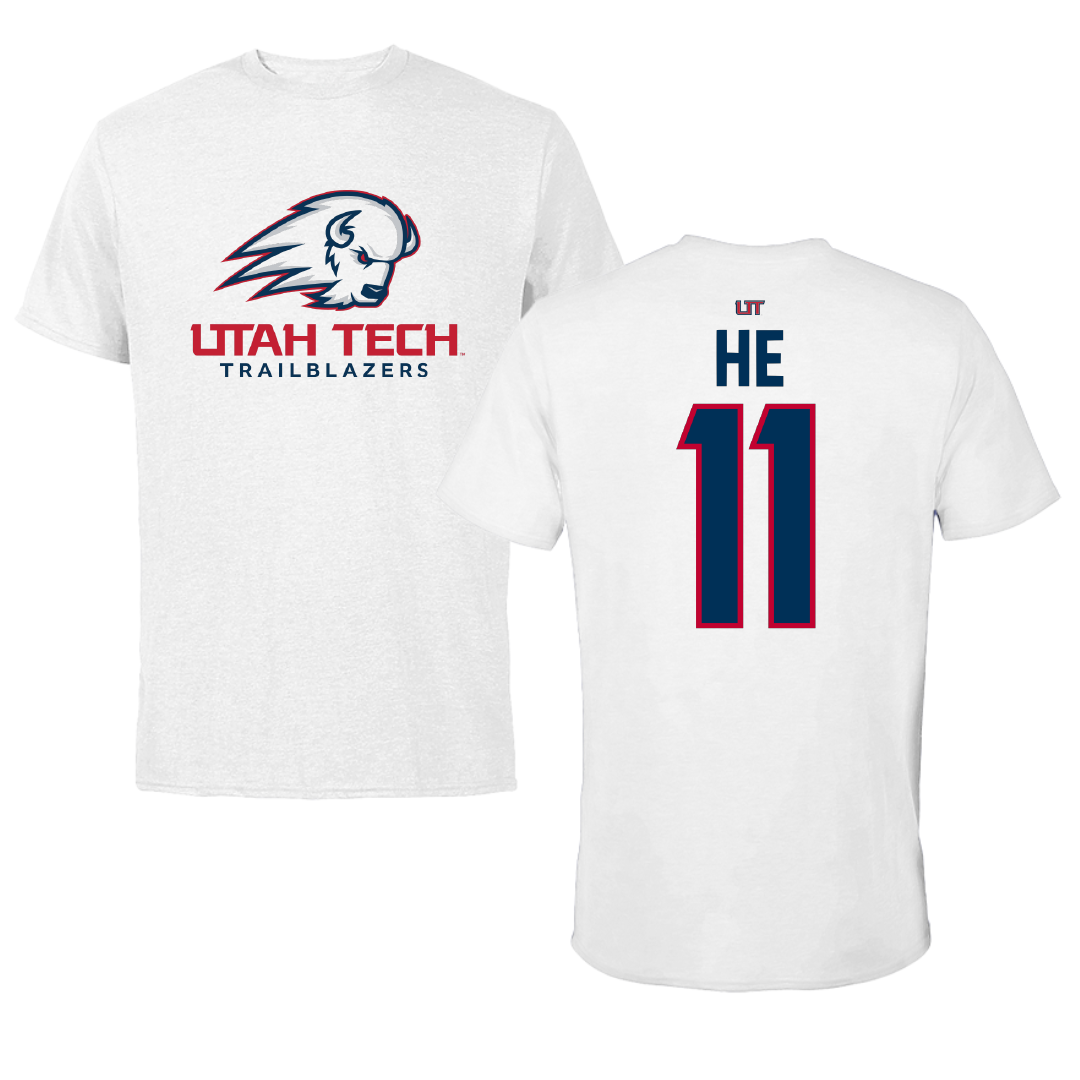 Utah Tech University Baseball White Performance Tee - #11 Ethan He