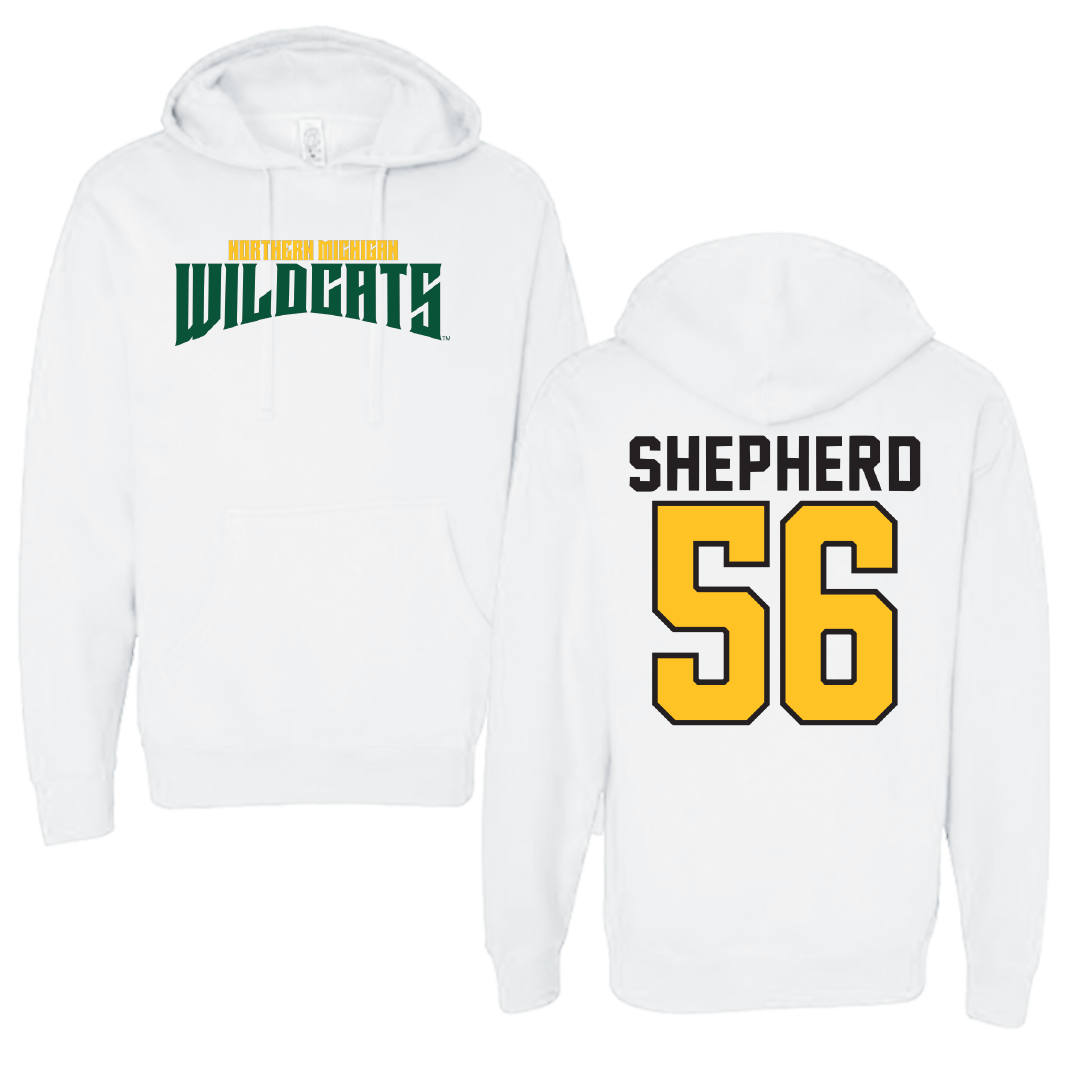 Northern Michigan University Football White Classic Hoodie - #56 Graycen Shepherd