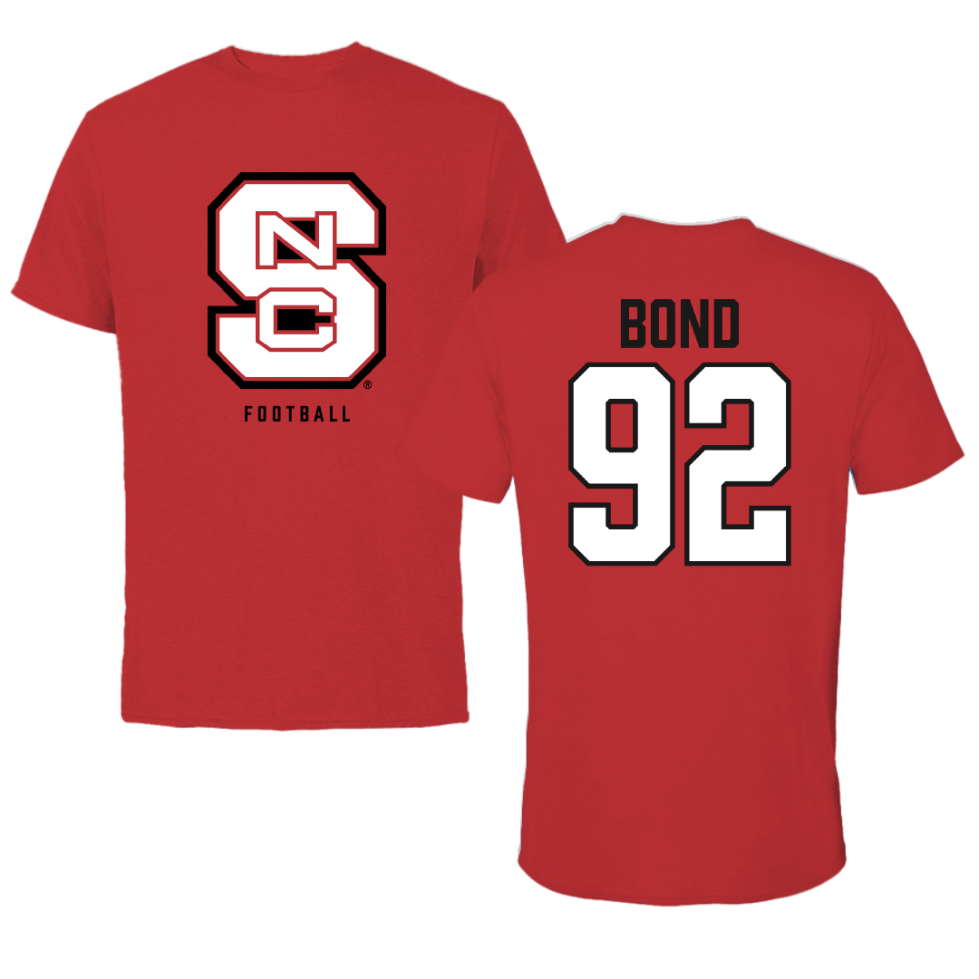North Carolina State University Football Red Performance Tee - #92 Chase Bond