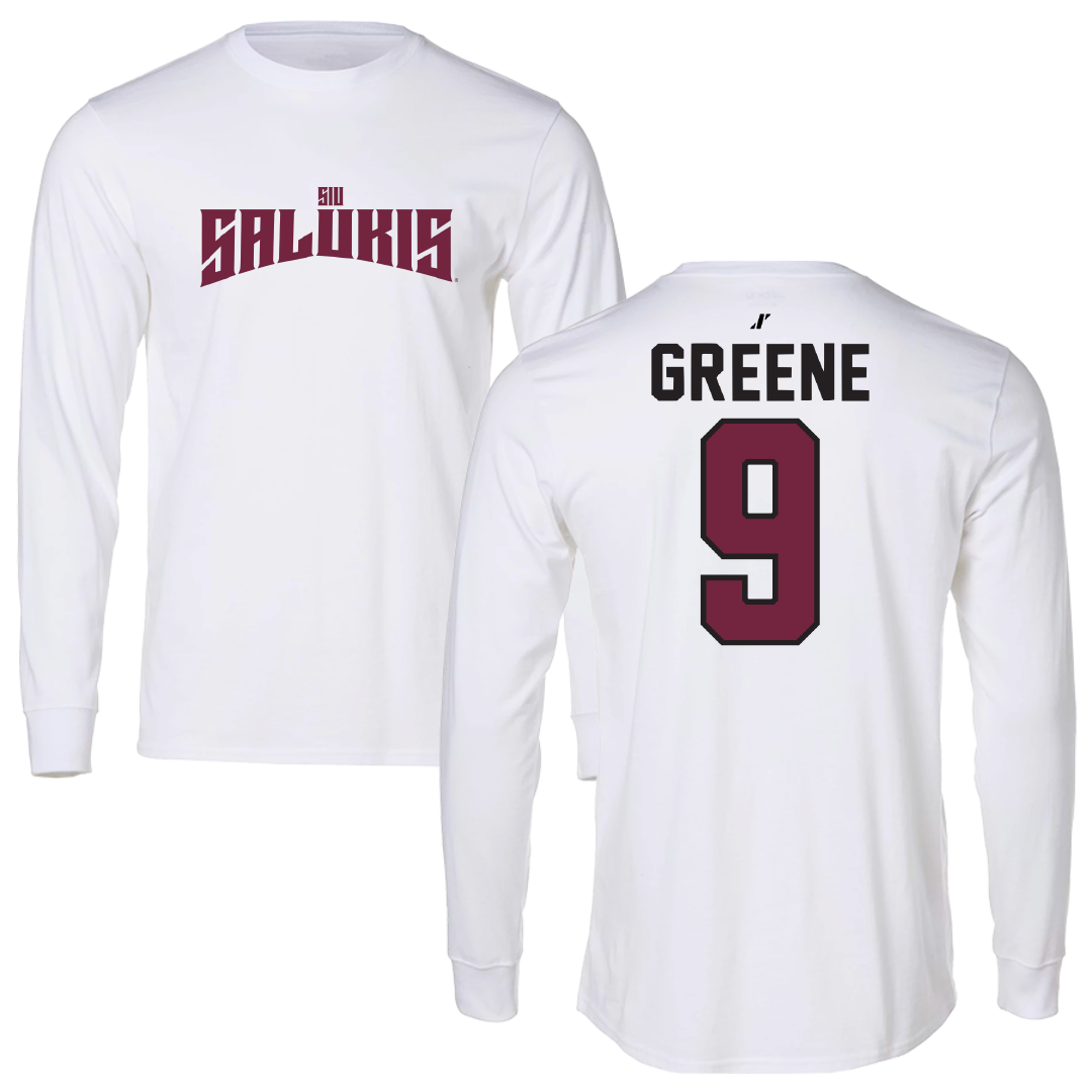 Southern Illinois University at Carbondale Football White Classic Performance Long Sleeve - #9 Dewey Greene