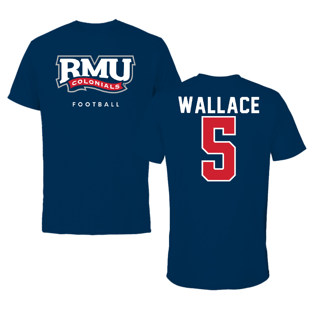 Robert Morris University Football Navy Performance Tee - #5 Artrell Wallace