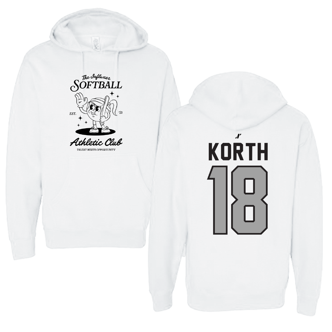 Softball White Influxer Athletic Club Hoodie - #18 Kaysen Korth