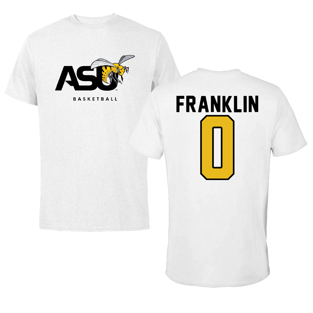 Alabama State University Basketball White ASU Performance Tee - #0 Amari Franklin