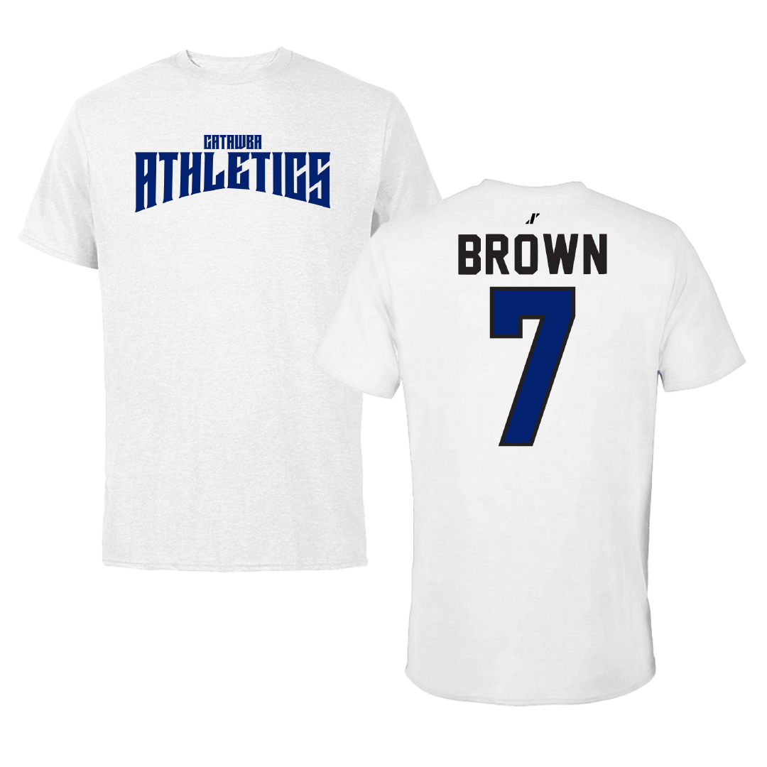 Catawba College Football White Classic Performance Tee - #7 Preston Brown