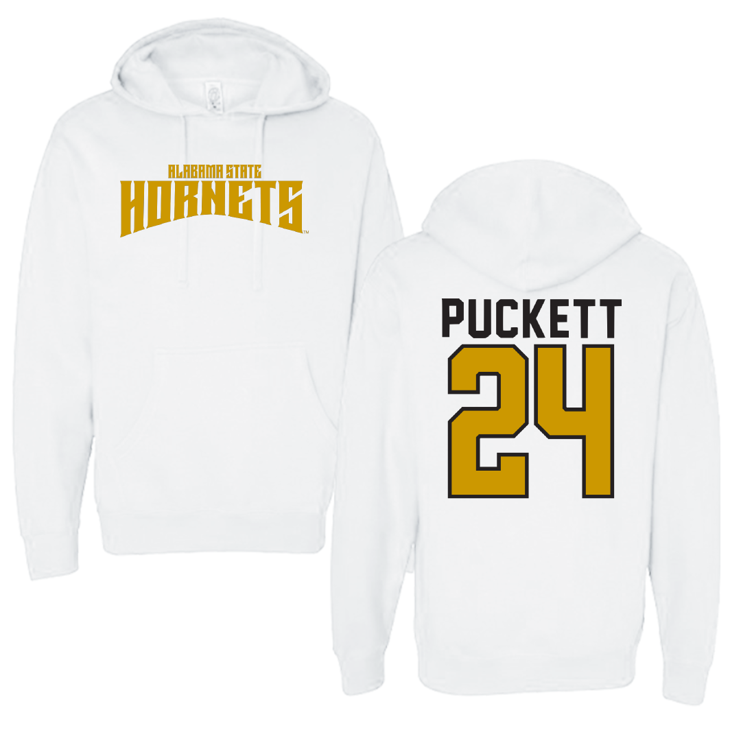 Alabama State University Basketball White Classic Hoodie - #24 Samiah Puckett
