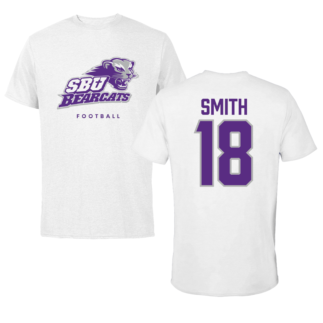 Southwest Baptist University Football White Performance Tee - #18 Jobe Smith