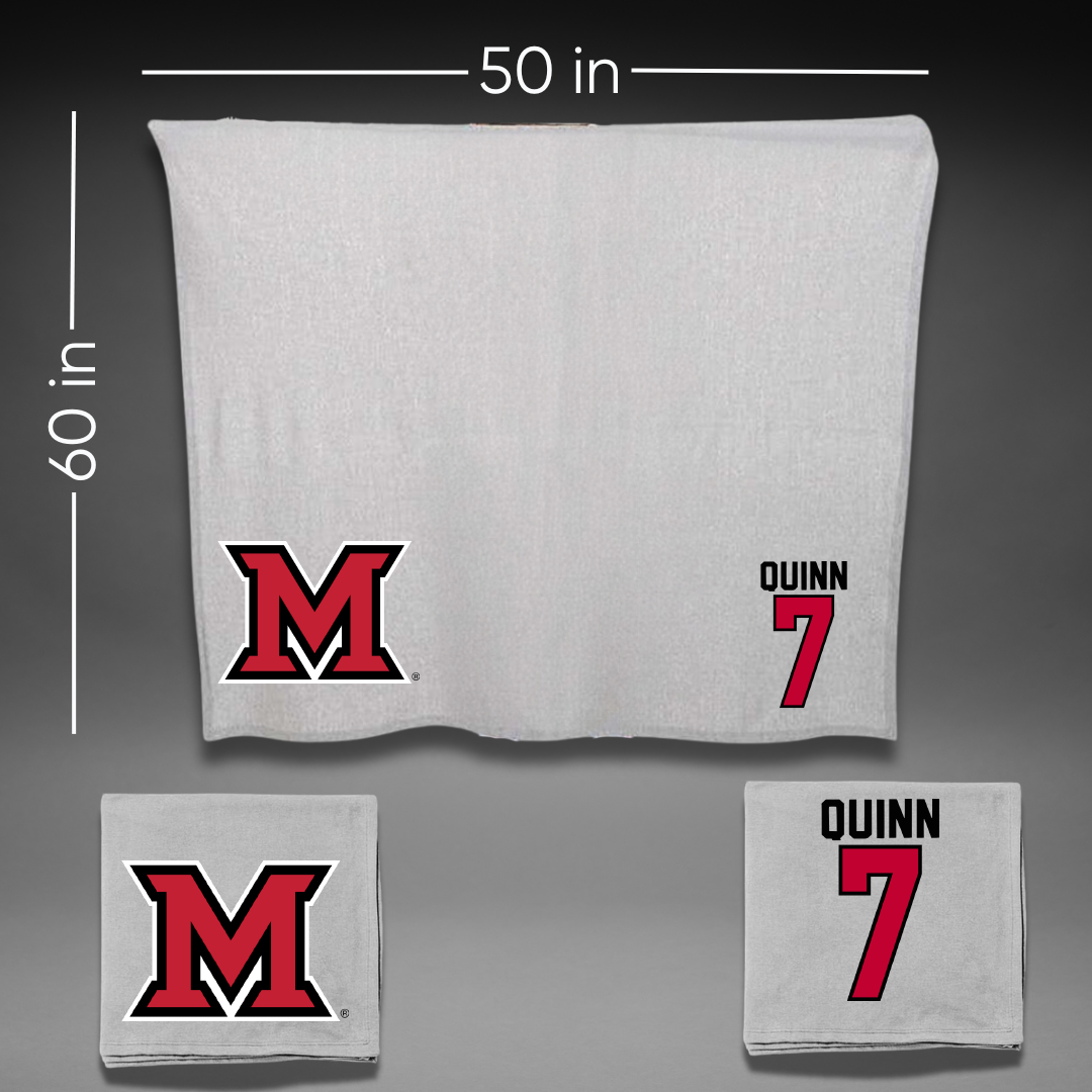 Miami University (Ohio) Ice Hockey Gray Blanket - #7 Michael Quinn