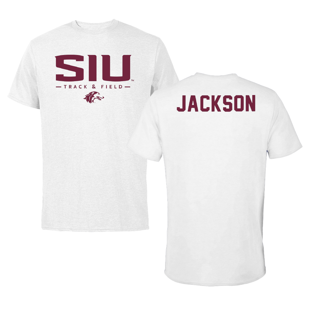 Southern Illinois University at Carbondale TF and XC White Tee - Andre Jackson