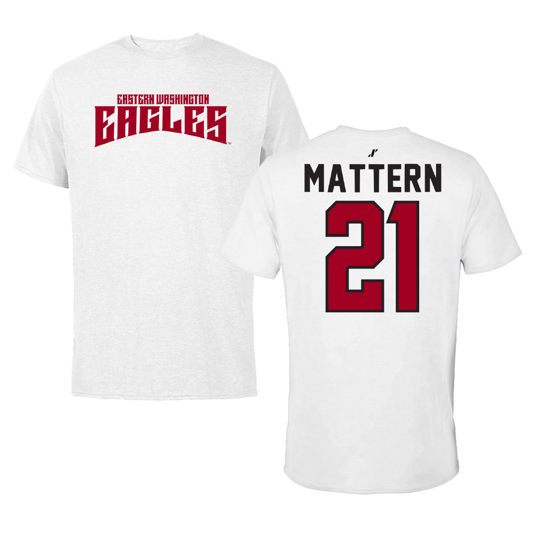 Eastern Washington University Soccer White Classic Performance Tee - #21 Iris Mattern
