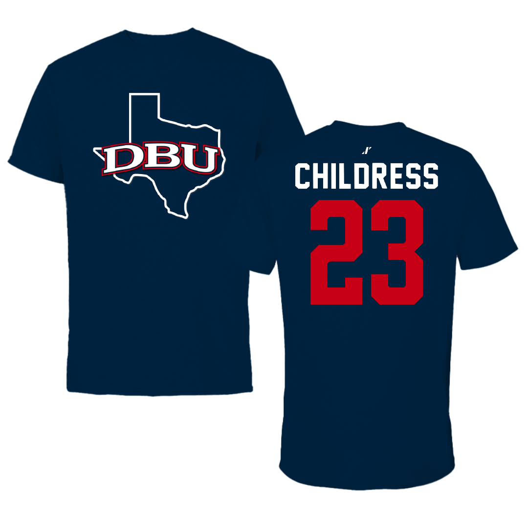 Dallas Baptist University STUNT Navy State Performance Tee - #23 Rylin Childress