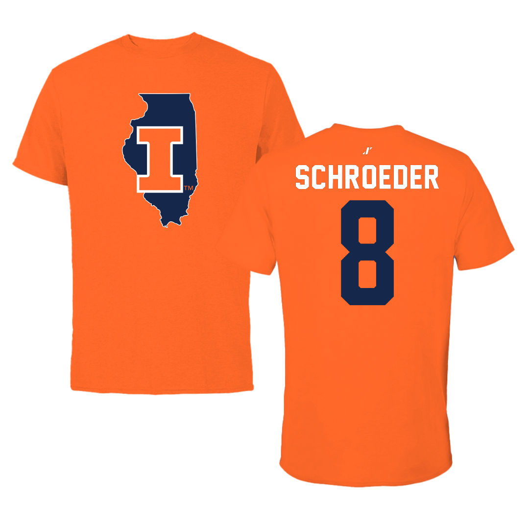 University of Illinois Baseball Orange State Performance Tee - #8 Jacob Schroeder
