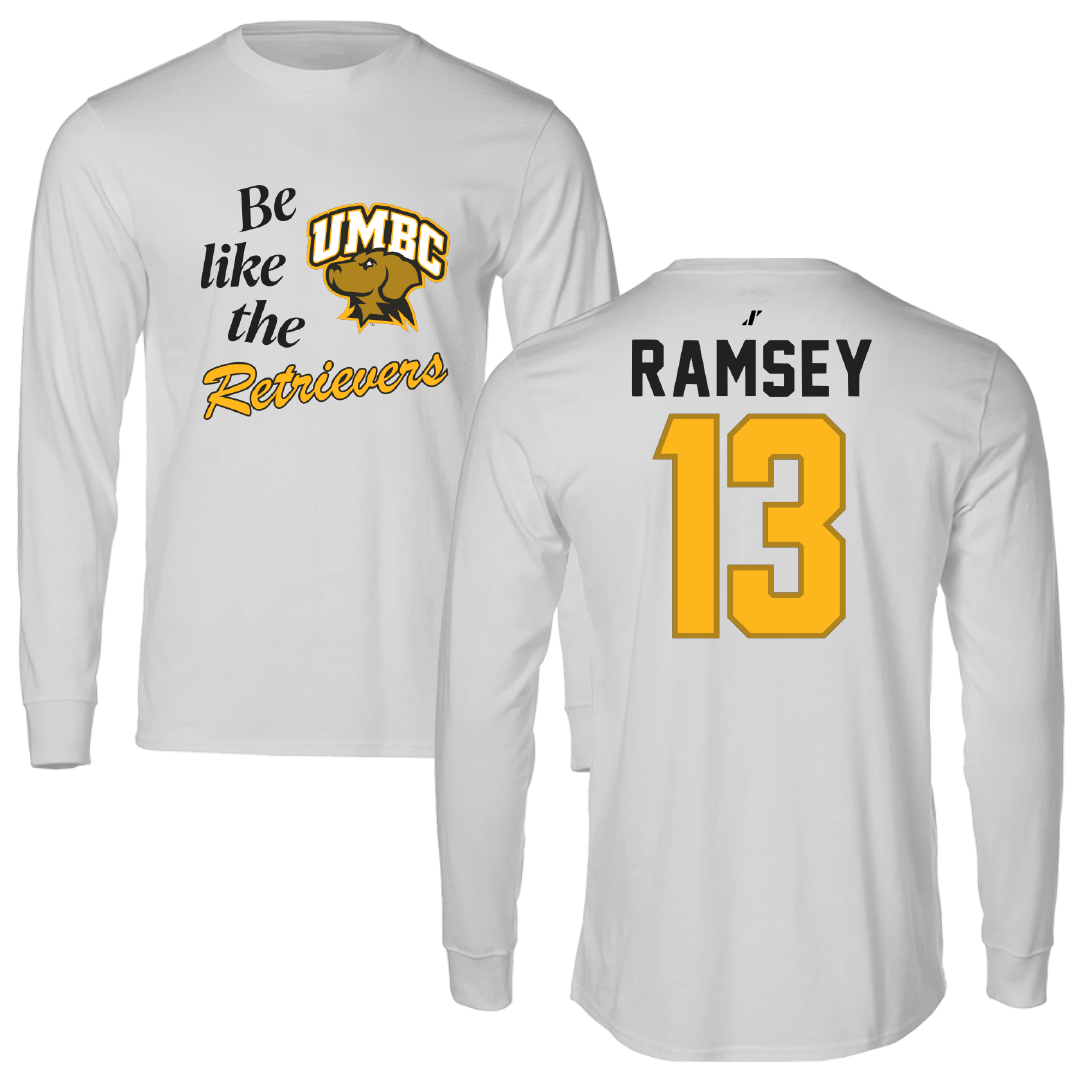 University of Maryland Baltimore County Basketball Light Gray Be Like Us Long Sleeve - #13 Kenya Ramsey