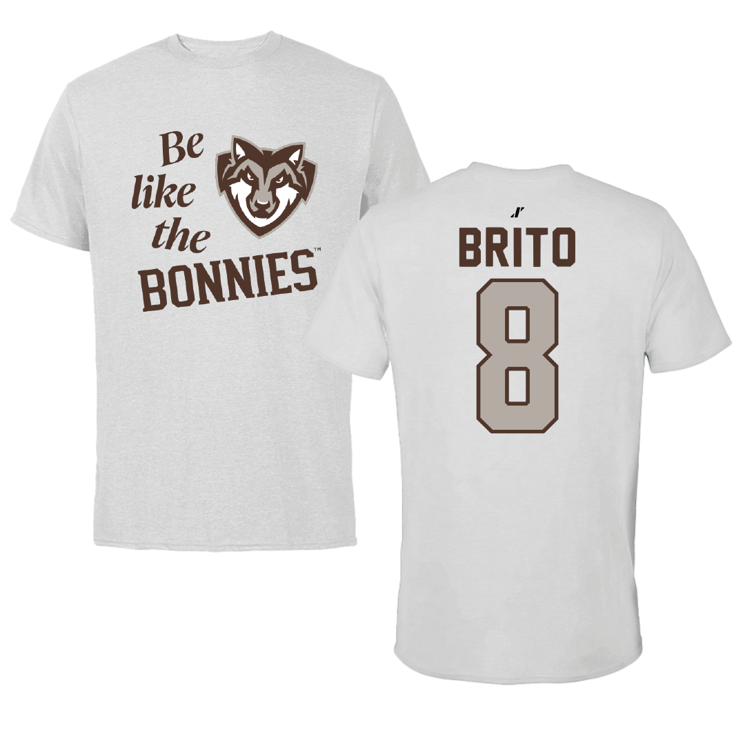 St. Bonaventure University Soccer Light Gray Be Like Us Tee - #8 Kenzo Brito