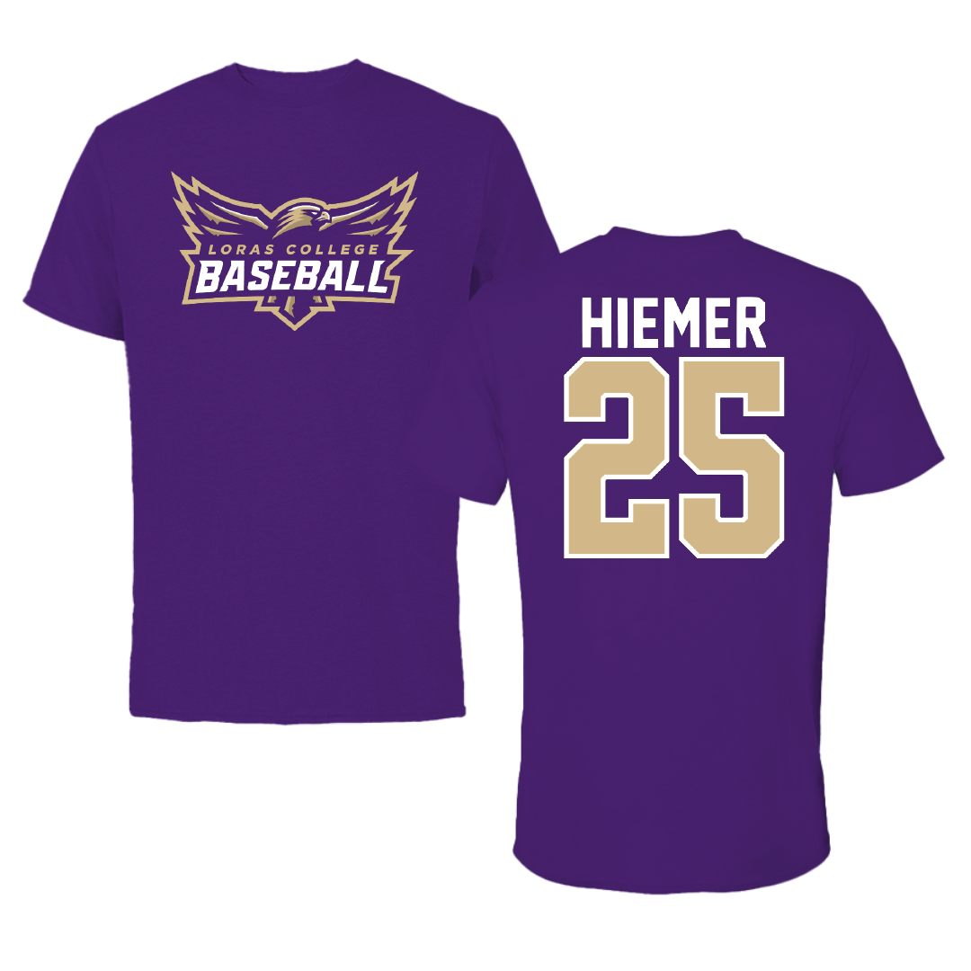 Loras College Baseball Purple Baseball Tee - #25 Daniel Hiemer