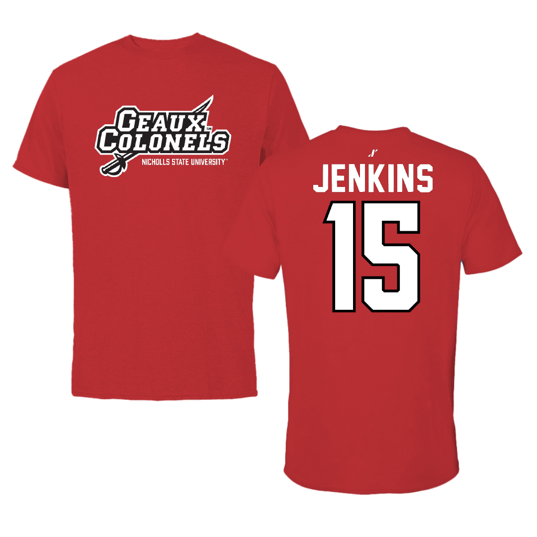 Nicholls State University Baseball Red General Tee - #15 Carter Jenkins
