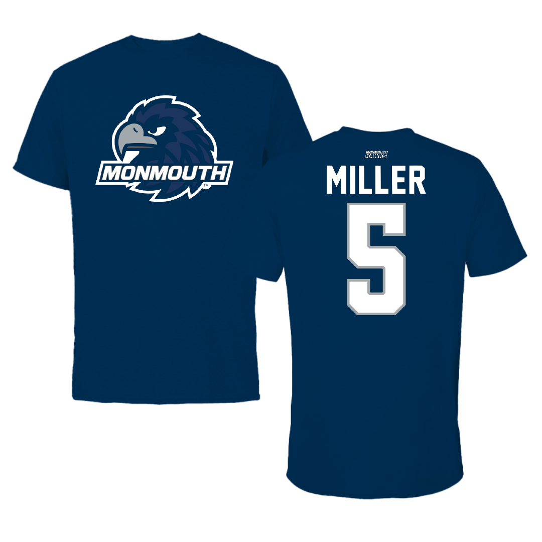 Monmouth University Basketball Navy Tee - #5 Corey Miller