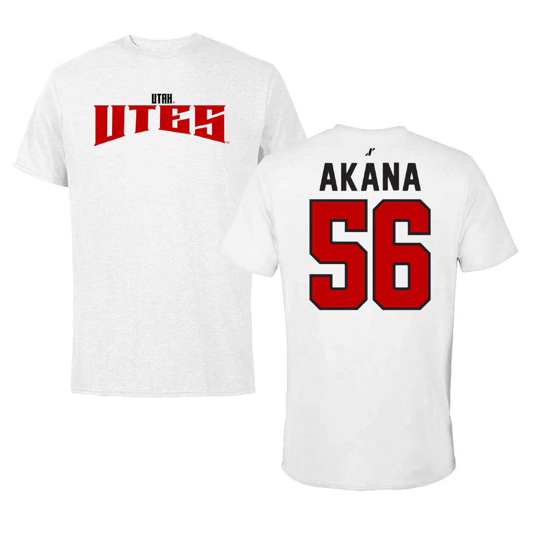 University of Utah Football White Classic Performance Tee - #56 Ka'eo Akana