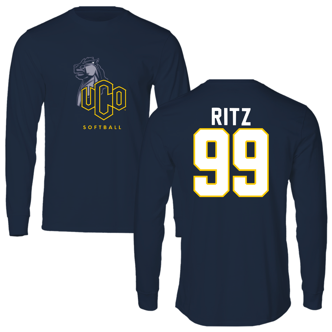 University of Central Oklahoma Softball Navy Block Long Sleeve - #99 Terin Ritz