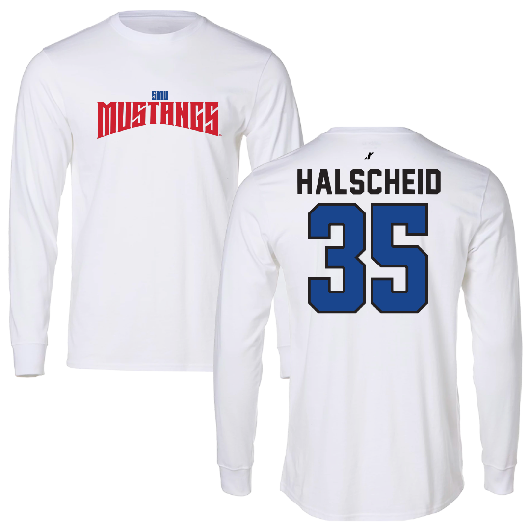 Southern Methodist University Soccer White Classic Long Sleeve - #35 Hayden Halscheid