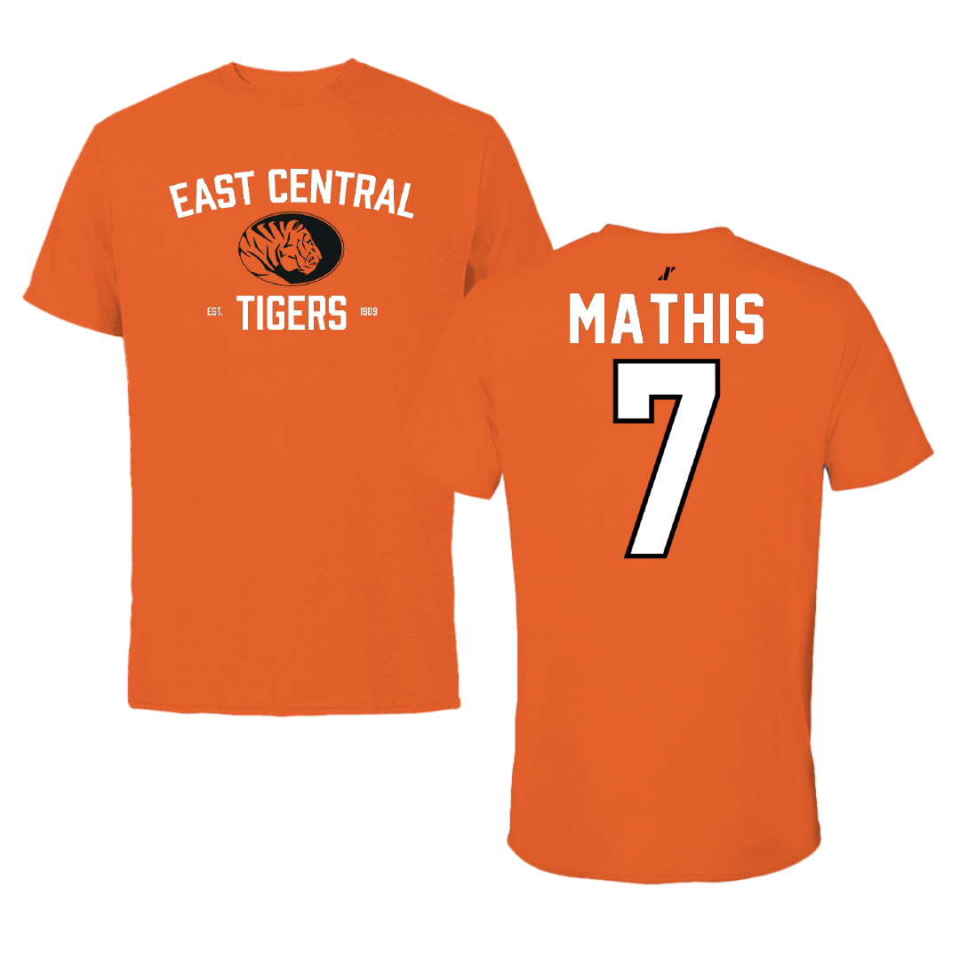 East Central University Football Orange General Tee - #7 Ky Mathis