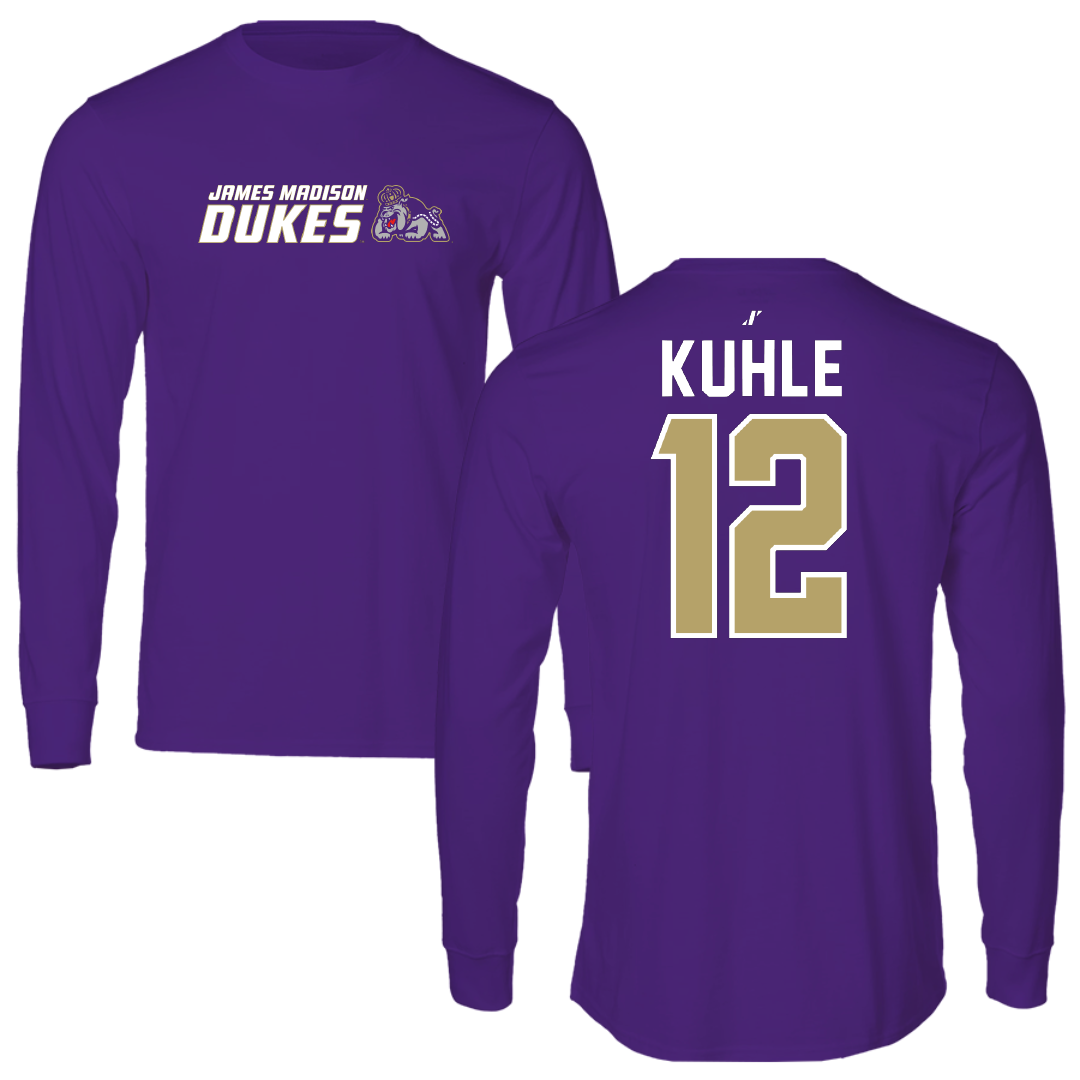 James Madison University Baseball Purple General Performance Long Sleeve - #12 Max Kuhle