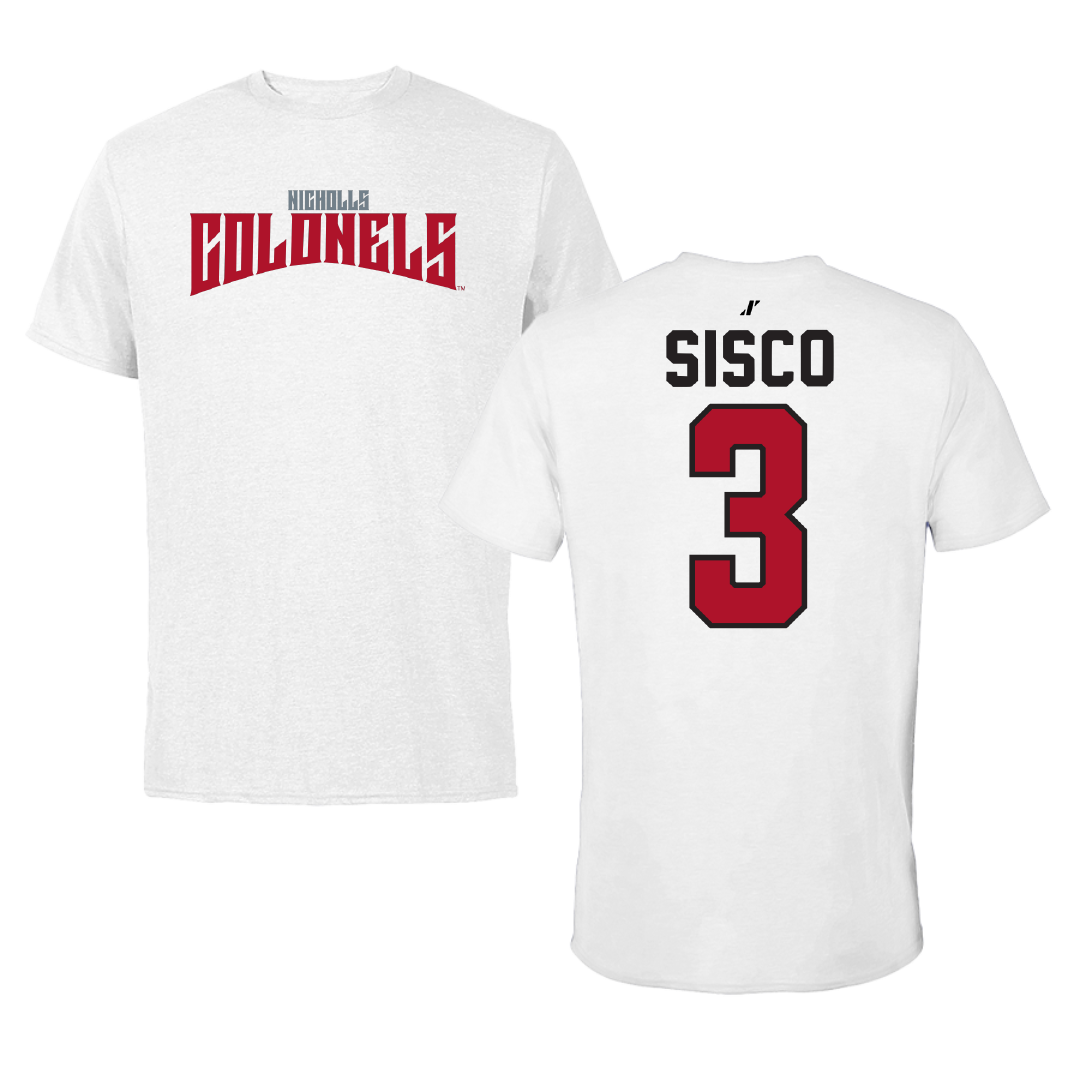 Nicholls State University Softball White Classic Tee - #3 Claire Sisco