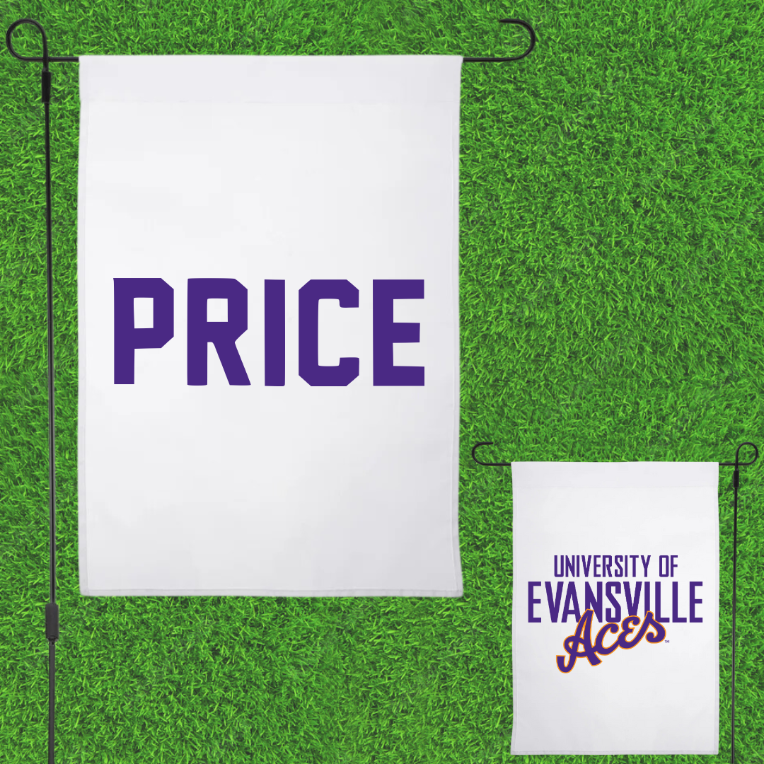University of Evansville Golf White Garden Flag - Luke Price