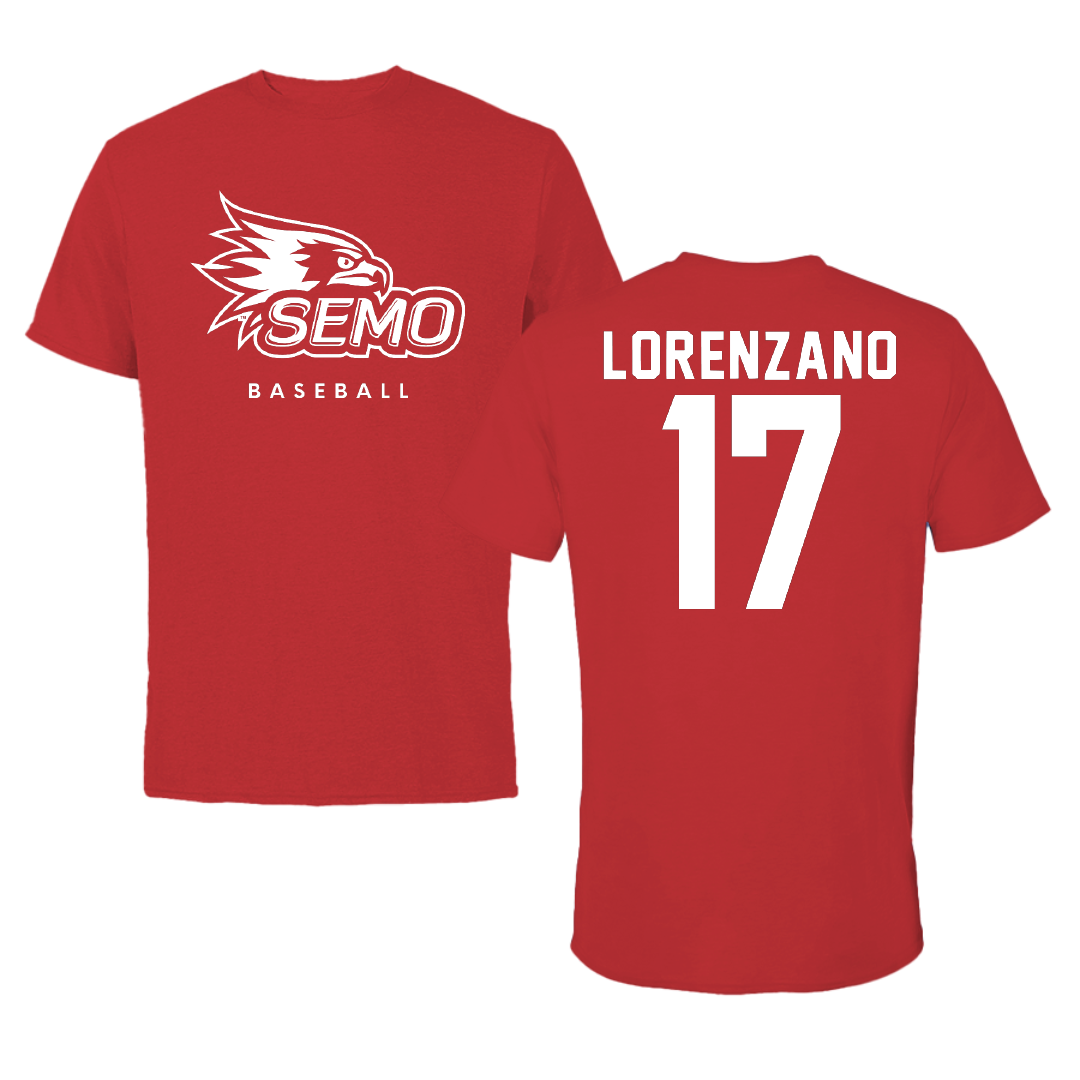 Southeast Missouri State University Baseball Red Performance Tee - #17 Matthew Lorenzano