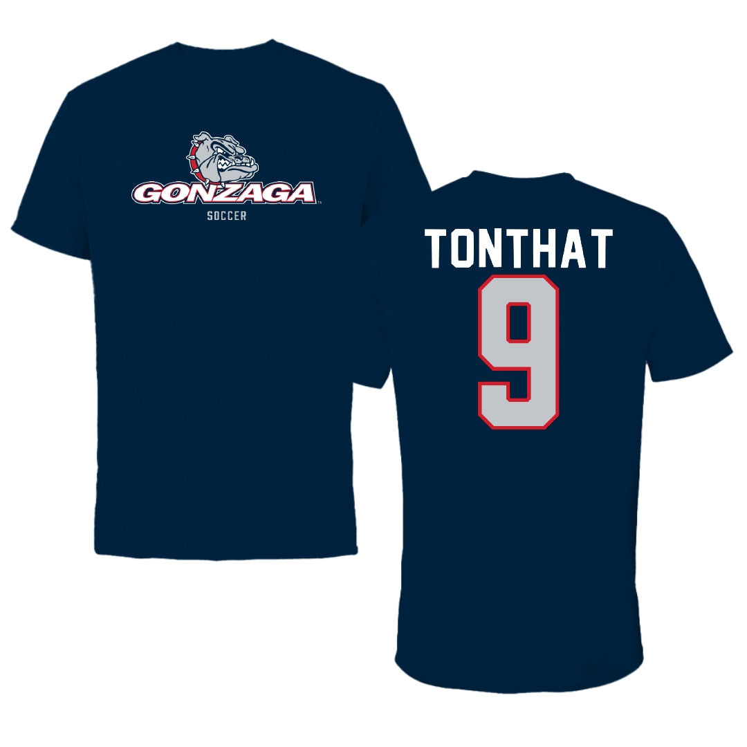 Gonzaga University Soccer Navy Block Tee - #9 Ashley Tonthat