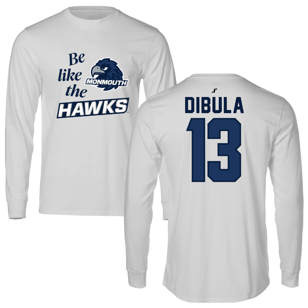 Monmouth University Basketball Light Gray Be Like Us Performance Long Sleeve - #13 Divine Dibula
