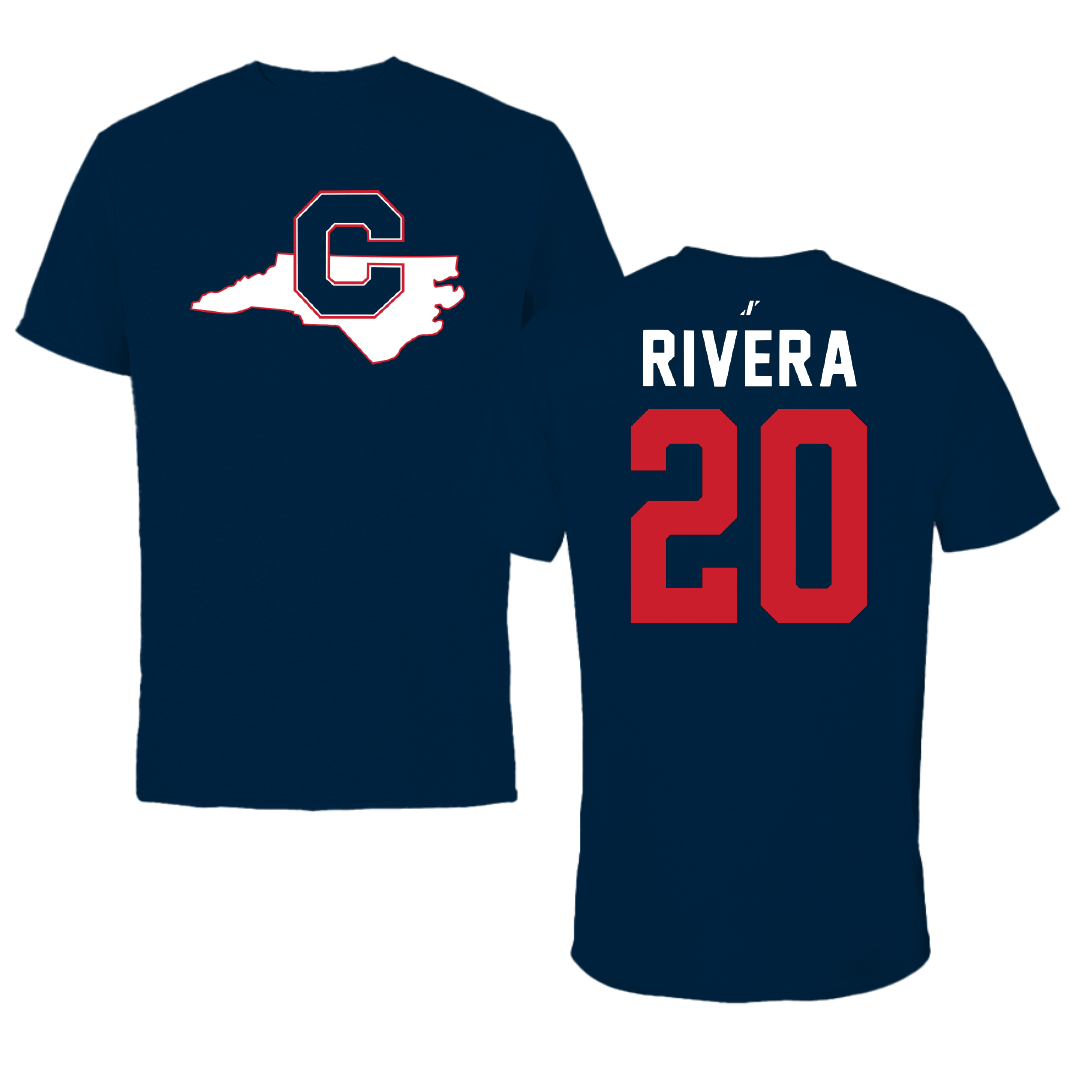 Catawba College Football Navy State Tee - #20 Kevon Rivera