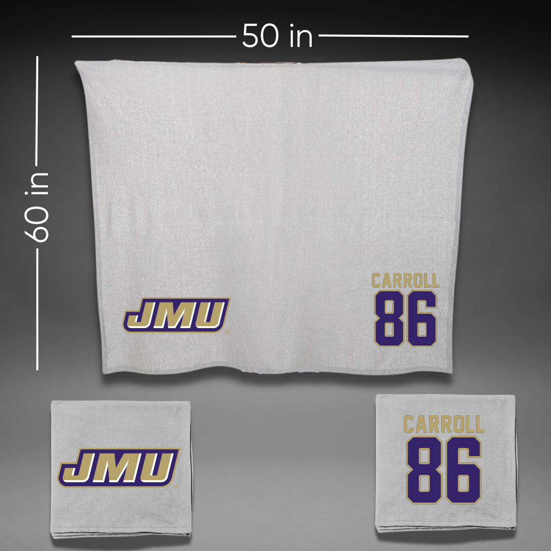 James Madison University Football Gray Blanket - #86 Collin Carroll