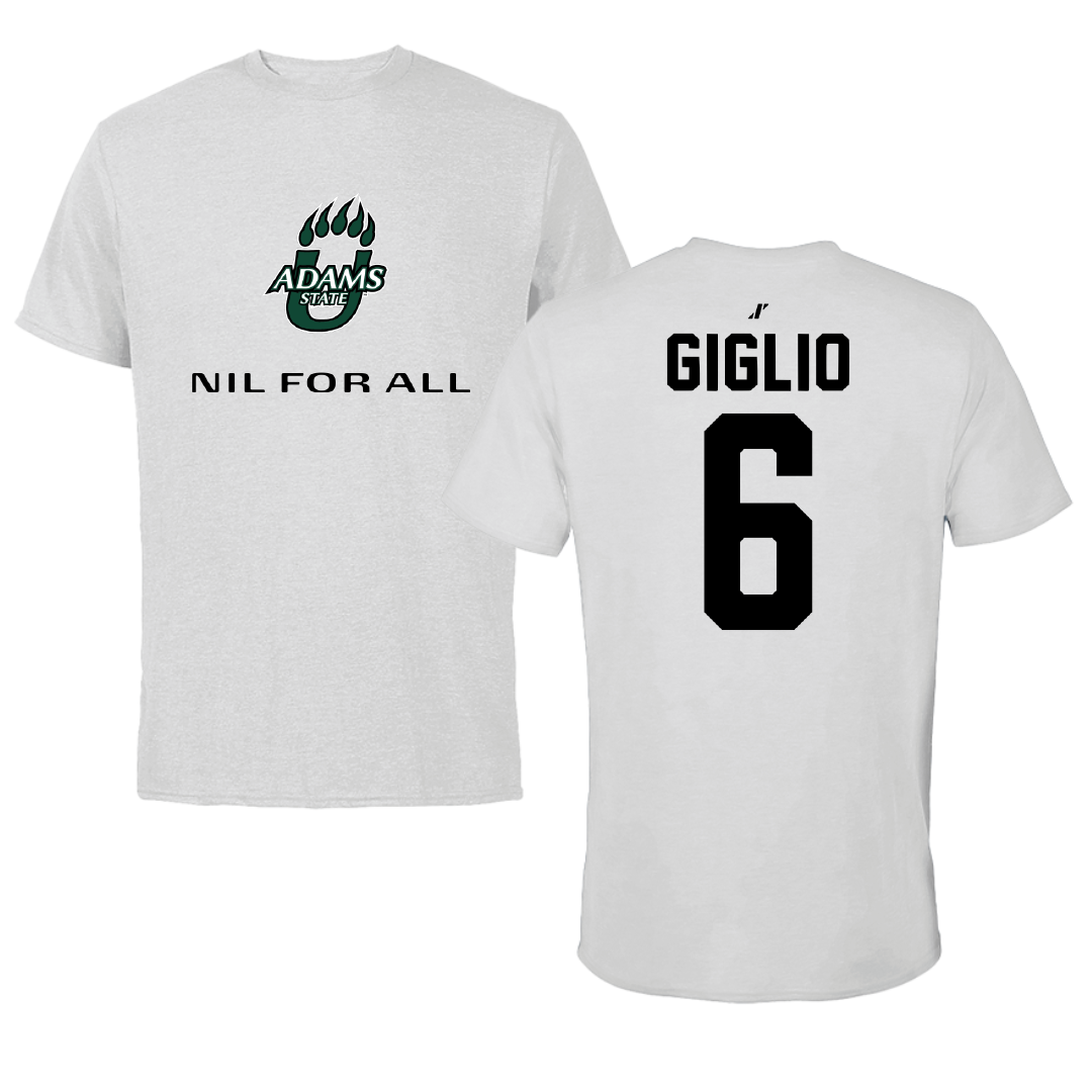 Adams State University Baseball Light Gray NIL for ALL Tee - #6 Paul Giglio