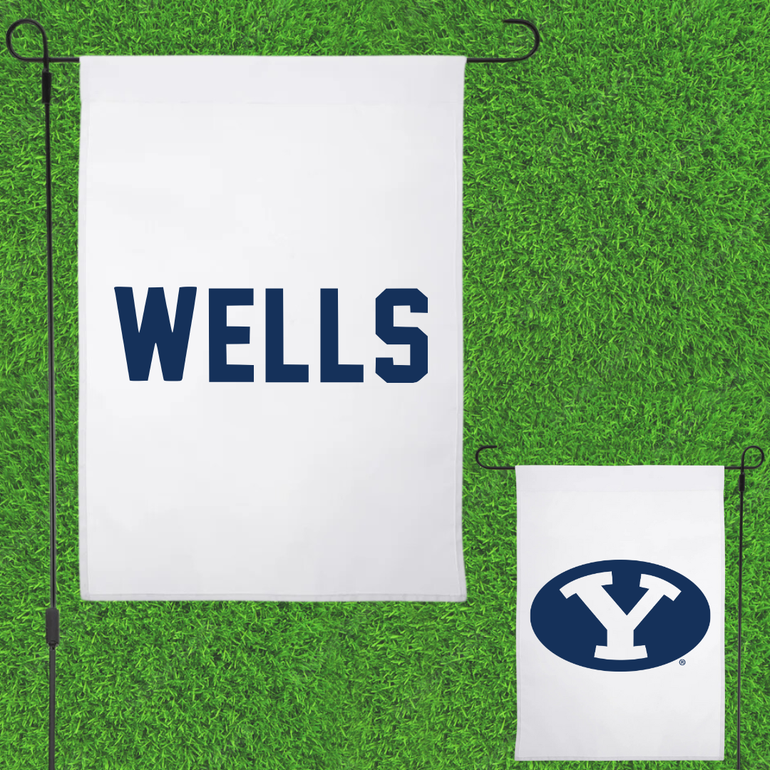 Brigham Young University Tennis White Garden Flag - TJ Wells