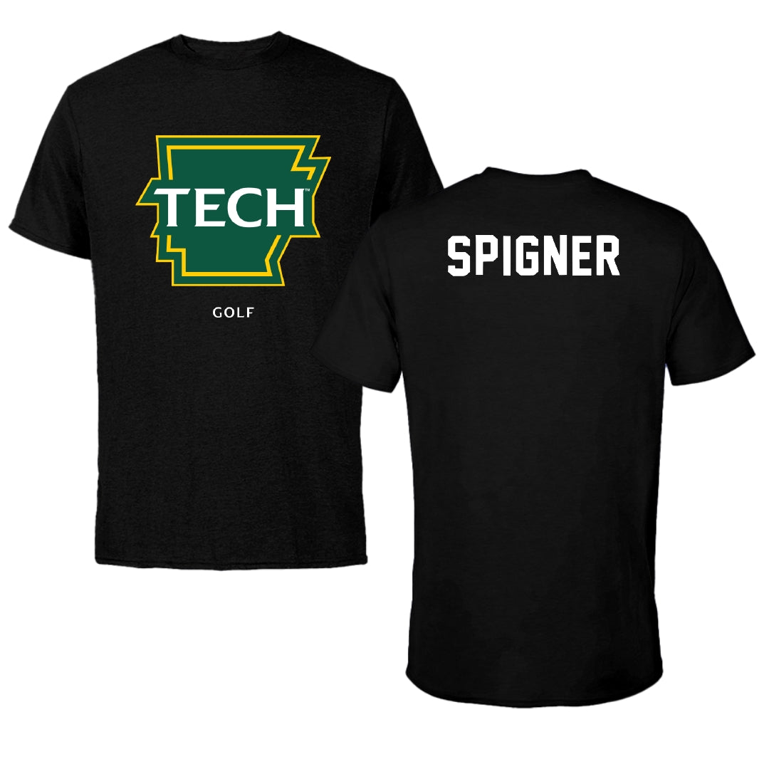Arkansas Tech University Golf Black Performance Tee - Ellen Spigner