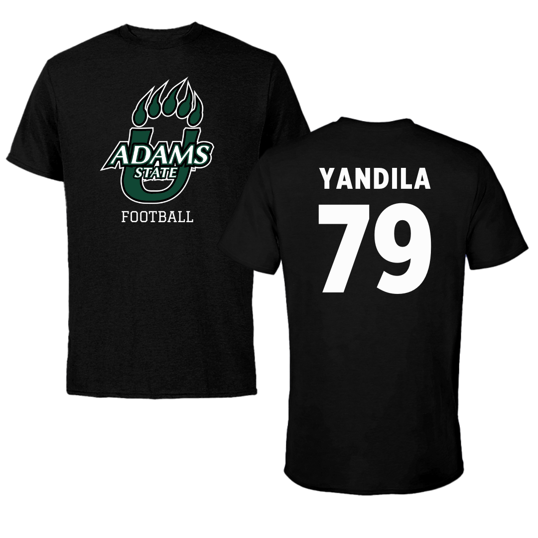 Adams State University Football Black State Tee - #79 Jordan Yandila