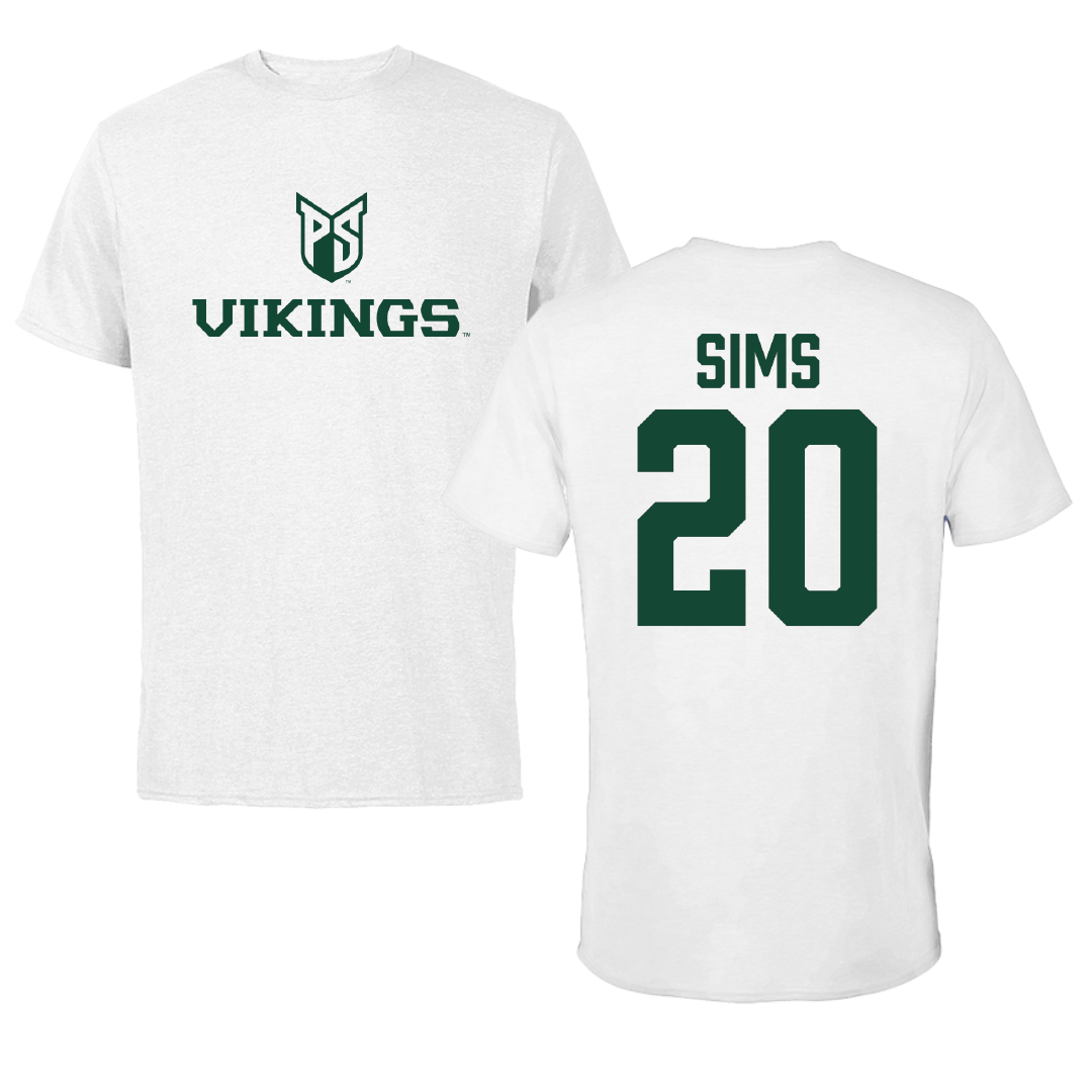 Portland State University Football White Performance Tee - #20 Kiwan Sims