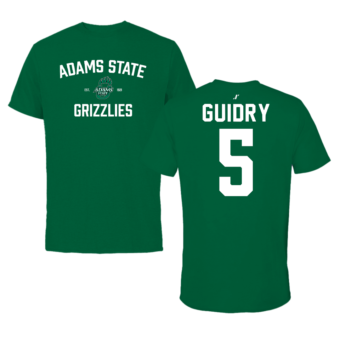 Adams State University Basketball Green General Tee - #5 Jerrick Guidry