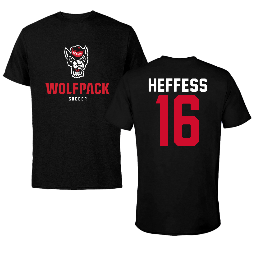 North Carolina State University Soccer Black Wolfpack Tee - #16 Isaac Heffess