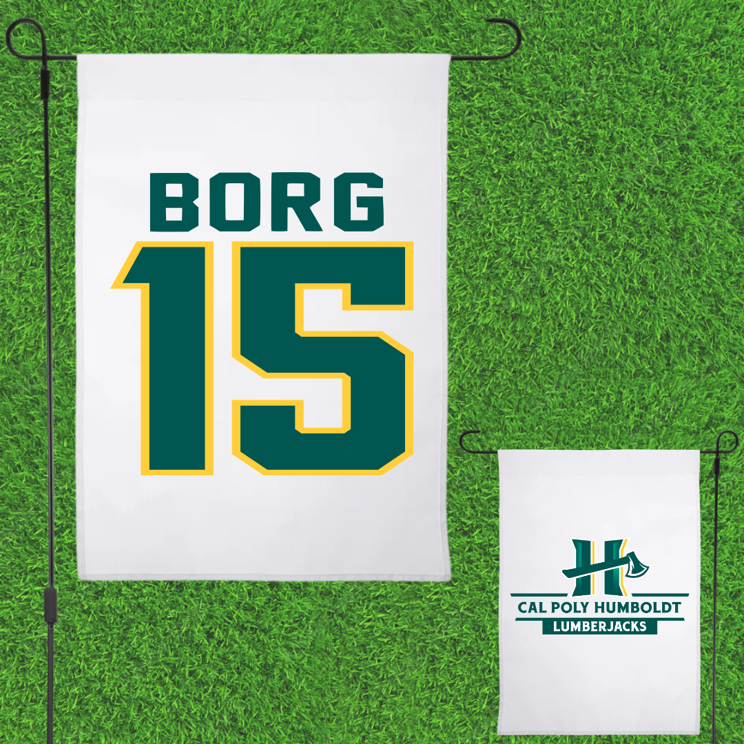 Cal Poly Humboldt Soccer White Garden Flag - #15 Abigail Borg
